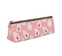 LHAHDG Cute Ghosts Pattern Pumpkin Halloween in Pink Theme Leather Pencil Case Zipper Pen Case Pouch Waterproof Travel Makeup Pouch Large Capacity for Women Men