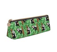 LHAHDG Cute Panda Climb Tree Leather Pencil Case Zipper Pen Case Pouch Waterproof Travel Makeup Pouch Large Capacity for Women Men