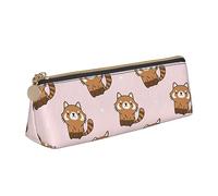 LHAHDG Cute Red Panda Pattern Leather Pencil Case Zipper Pen Case Pouch Waterproof Travel Makeup Pouch Large Capacity for Women Men