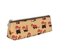 LHAHDG Cute Red Panda Pattern Leather Pencil Case Zipper Pen Case Pouch Waterproof Travel Makeup Pouch Large Capacity for Women Men