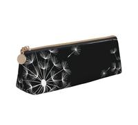LHAHDG Dandelions Blowing Flowers Leather Pencil Case Zipper Pen Case Pouch Waterproof Travel Makeup Pouch Large Capacity for Women Men