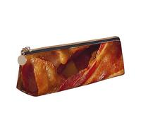 LHAHDG Delicious Bacons Leather Pencil Case Zipper Pen Case Pouch Waterproof Travel Makeup Pouch Large Capacity for Women Men