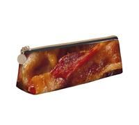LHAHDG Delicious Bacons Leather Pencil Case Zipper Pen Case Pouch Waterproof Travel Makeup Pouch Large Capacity for Women Men