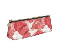 LHAHDG Delicious Steak Pattern Leather Pencil Case Zipper Pen Case Pouch Waterproof Travel Makeup Pouch Large Capacity for Women Men