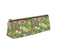 LHAHDG Delicious Steak Stripes Pattern Leather Pencil Case Zipper Pen Case Pouch Waterproof Travel Makeup Pouch Large Capacity for Women Men