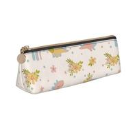 LHAHDG Dino Dreams Boho Rainbows Flower Leather Pencil Case Zipper Pen Case Pouch Waterproof Travel Makeup Pouch Large Capacity for Women Men