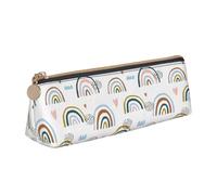 LHAHDG Drawn Boho Rainbows Leather Pencil Case Zipper Pen Case Pouch Waterproof Travel Makeup Pouch Large Capacity for Women Men