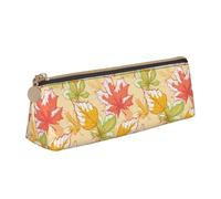 LHAHDG Fall Thanksgiving Autumn Maple Leaf Leather Pencil Case Zipper Pen Case Pouch Waterproof Travel Makeup Pouch Large Capacity for Women Men