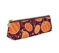 LHAHDG Fall Thanksgiving Autumn Pumpkin Pattern Leather Pencil Case Zipper Pen Case Pouch Waterproof Travel Makeup Pouch Large Capacity for Women Men