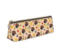 LHAHDG Fall Thanksgiving Turkey Print Leather Pencil Case Zipper Pen Case Pouch Waterproof Travel Makeup Pouch Large Capacity for Women Men