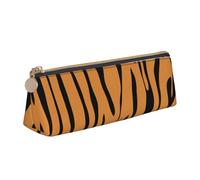 LHAHDG Fashion Tiger Animal Print Pattern Leather Pencil Case Zipper Pen Case Pouch Waterproof Travel Makeup Pouch Large Capacity for Women Men