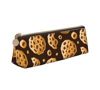 LHAHDG Food of Cookie Pattern Leather Pencil Case Zipper Pen Case Pouch Waterproof Travel Makeup Pouch Large Capacity for Women Men