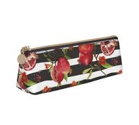 LHAHDG Fruit of Red Pomegranate Pattern Leather Pencil Case Zipper Pen Case Pouch Waterproof Travel Makeup Pouch Large Capacity for Women Men
