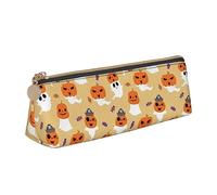 LHAHDG Funny and Scary Halloween Pumpkin Pattern Leather Pencil Case Zipper Pen Case Pouch Waterproof Travel Makeup Pouch Large Capacity for Women Men