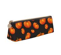 LHAHDG Funny and Scary Halloween Pumpkin Pattern Leather Pencil Case Zipper Pen Case Pouch Waterproof Travel Makeup Pouch Large Capacity for Women Men
