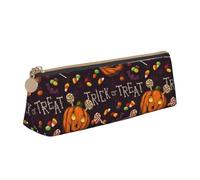 LHAHDG Funny and Scary Halloween Pumpkin Pattern Leather Pencil Case Zipper Pen Case Pouch Waterproof Travel Makeup Pouch Large Capacity for Women Men