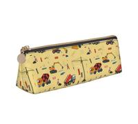 LHAHDG Funny Caterpillar Truck Tractor (4) Leather Pencil Case Zipper Pen Case Pouch Waterproof Travel Makeup Pouch Large Capacity for Women Men