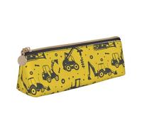 LHAHDG Funny Caterpillar Truck Tractor Leather Pencil Case Zipper Pen Case Pouch Waterproof Travel Makeup Pouch Large Capacity for Women Men