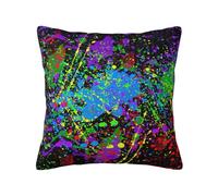 LHAHDG Glow In Dark Splatter Neon Throw Pillows Covers 18 X 18 Square Pillow Case, Home Decor Sofa