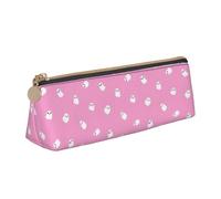 LHAHDG Halloween 2023 Pink Cute Ghosts Pattern Leather Pencil Case Zipper Pen Case Pouch Waterproof Travel Makeup Pouch Large Capacity for Women Men
