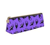 LHAHDG Halloween Bat Leather Pencil Case Zipper Pen Case Pouch Waterproof Travel Makeup Pouch Large Capacity for Women Men