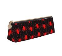 LHAHDG Halloween Spider Pattern Leather Pencil Case Zipper Pen Case Pouch Waterproof Travel Makeup Pouch Large Capacity for Women Men