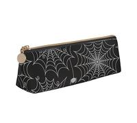 LHAHDG Halloween Spider Web Leather Pencil Case Zipper Pen Case Pouch Waterproof Travel Makeup Pouch Large Capacity for Women Men