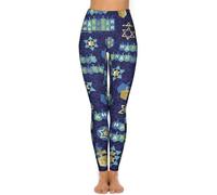 LHAHDG Happy Hanukkah Jewish Chanukah HolidayHigh Waist Yoga Pants Stretchy Skinny Leggings for Running Gym Sports