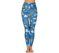 LHAHDG Happy Hanukkah Jewish Chanukah HolidayHigh Waist Yoga Pants Stretchy Skinny Leggings for Running Gym Sports