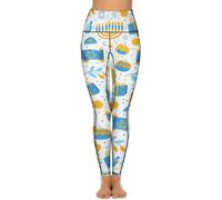 LHAHDG Happy Hanukkah Jewish Chanukah HolidayHigh Waist Yoga Pants Stretchy Skinny Leggings for Running Gym Sports