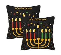 LHAHDG Happy Kwanzaa African Heritage Holiday Throw Pillows Covers 18 X 18 Square Pillow Case, Set Of 2 Home Decor Sofa