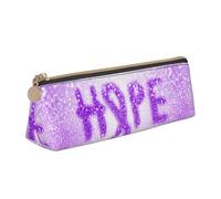 LHAHDG I Wear Purple for Overdose Awareness Leather Pencil Case Zipper Pen Case Pouch Waterproof Travel Makeup Pouch Large Capacity for Women Men