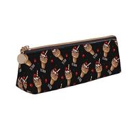 LHAHDG Ice Cream and Cherries Pattern Leather Pencil Case Zipper Pen Case Pouch Waterproof Travel Makeup Pouch Large Capacity for Women Men