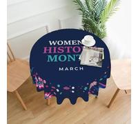 LHAHDG March Is Women'S History Month Round Tablecloths Waterproof Table Cloth Stain-Resistant For Party Decoration 60 Inches