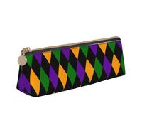 LHAHDG Mardi Gras 2024 Leather Pencil Case Zipper Pen Case Pouch Waterproof Travel Makeup Pouch Large Capacity for Women Men