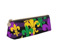 LHAHDG Mardi Gras 2024 Leather Pencil Case Zipper Pen Case Pouch Waterproof Travel Makeup Pouch Large Capacity for Women Men