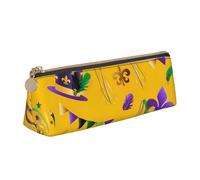 LHAHDG Mardi Gras Carnival 2024 Leather Pencil Case Zipper Pen Case Pouch Waterproof Travel Makeup Pouch Large Capacity for Women Men