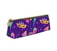 LHAHDG Mardi Gras Carnival 2024 Leather Pencil Case Zipper Pen Case Pouch Waterproof Travel Makeup Pouch Large Capacity for Women Men