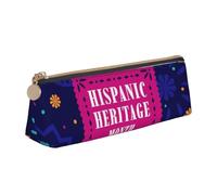 LHAHDG Mes Nacional De La Herencia Hispana Hispanic Heritage Month Leather Pencil Case Zipper Pen Case Pouch Waterproof Travel Makeup Pouch Large Capacity for Women Men