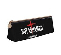 LHAHDG Not Ashamed Romans 1:16 Christian Leather Pencil Case Zipper Pen Case Pouch Waterproof Travel Makeup Pouch Large Capacity for Women Men