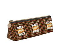 LHAHDG October is Black History Month 2023 Leather Pencil Case Zipper Pen Case Pouch Waterproof Travel Makeup Pouch Large Capacity for Women Men
