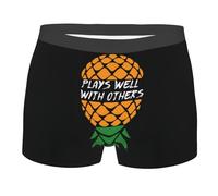 LHAHDG Plays Well With Others Upside Down Pineapple Men'S Casual Underwear Boxer Shorts Trunk Breathable Wicking Briefs Black