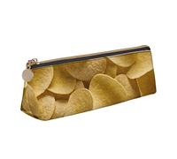 LHAHDG Potato Chips Snack Pattern Leather Pencil Case Zipper Pen Case Pouch Waterproof Travel Makeup Pouch Large Capacity for Women Men