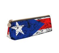 LHAHDG Puerto Rico Leather Pencil Case Zipper Pen Case Pouch Waterproof Travel Makeup Pouch Large Capacity for Women Men