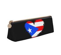 LHAHDG Puerto Rico Leather Pencil Case Zipper Pen Case Pouch Waterproof Travel Makeup Pouch Large Capacity for Women Men