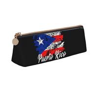 LHAHDG Puerto Rico Leather Pencil Case Zipper Pen Case Pouch Waterproof Travel Makeup Pouch Large Capacity for Women Men