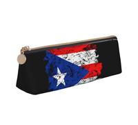 LHAHDG Puerto Rico Leather Pencil Case Zipper Pen Case Pouch Waterproof Travel Makeup Pouch Large Capacity for Women Men