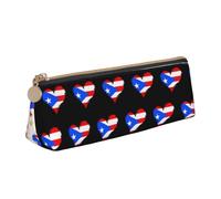 LHAHDG Puerto Rico Leather Pencil Case Zipper Pen Case Pouch Waterproof Travel Makeup Pouch Large Capacity for Women Men