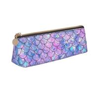 LHAHDG Rainbow Mermaid Scale Leather Pencil Case Zipper Pen Case Pouch Waterproof Travel Makeup Pouch Large Capacity for Women Men