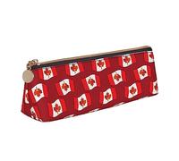 LHAHDG Red Maple Happy Canada Day 2023 Leather Pencil Case Zipper Pen Case Pouch Waterproof Travel Makeup Pouch Large Capacity for Women Men